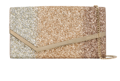 Emmie Clutch On Chain, &pound;210, Handbags, Gold/Silver, Fabric, Front view